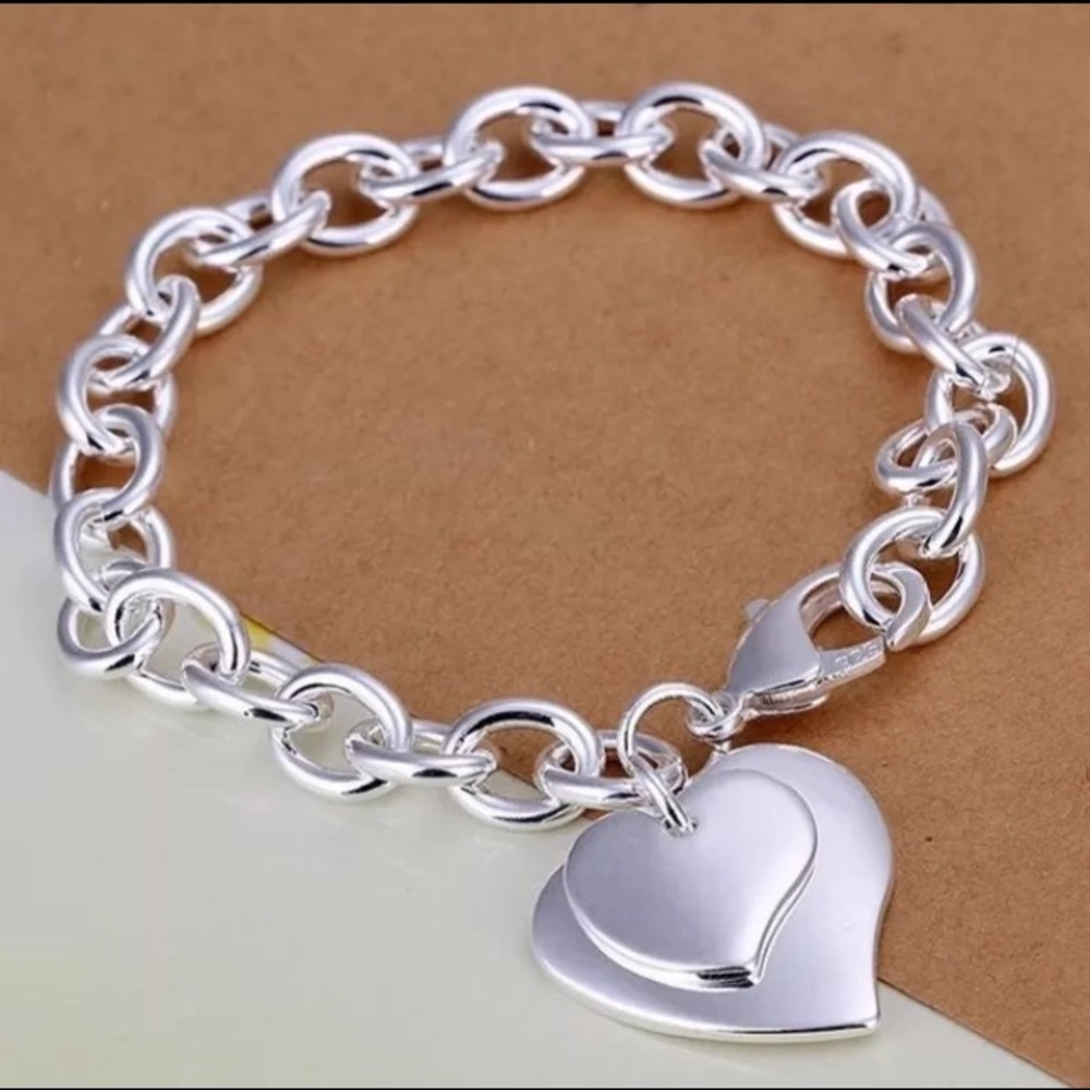 925 Sterling Silver Heart Chain Bracelet
